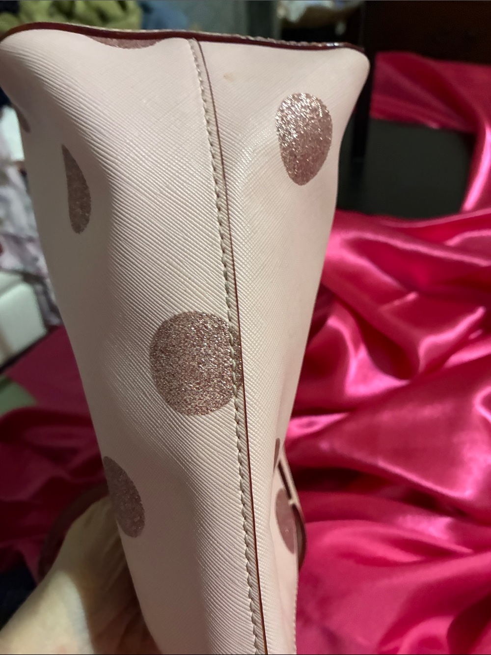 Kate Spade Elegant Pink Polka Dot Satchel - Picture 4 of 7